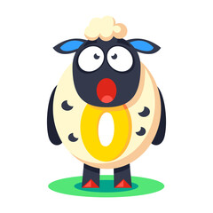 A flat style icon showing shocked sheep