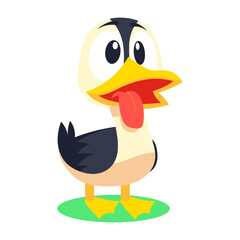 A flat style icon depicting silly goose