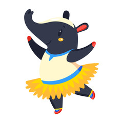 A flat style icon depicting twirling tapir