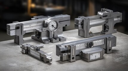Precision Measurement Tools on Workshop Surface for Professional Machinists and Engineers