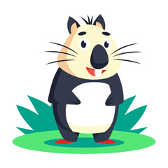 A flat style icon representing whiskered wombat
