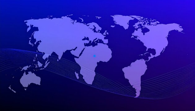 World map, vibrant gradient, abstract waves