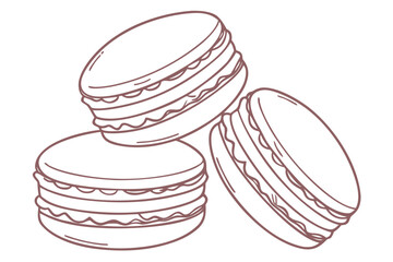 Vector art of stack of three delicious macaroons, a sweet and colorful dessert, perfect for bakery, cafe, or dessert menu
