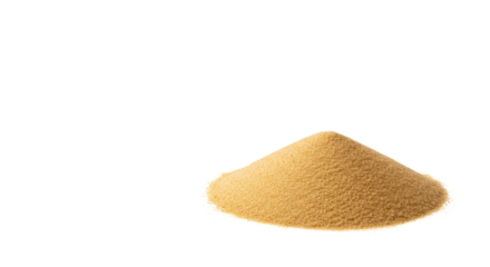 A meticulously sculpted miniature dune of light-brown sand, pristine and untouched, isolated on an immaculate transparent background with ample negative space, soft studio light, concept of new