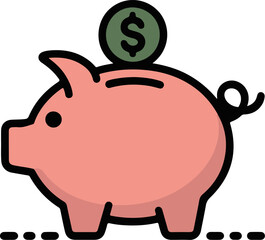 Obraz premium flat design icon of piggy bank