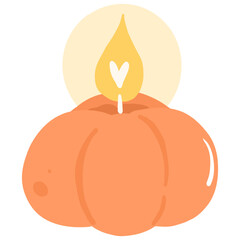 Fall Season Pumpkin and Candle Illustration