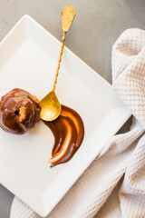 Gourmet chocolate dessert on a plate