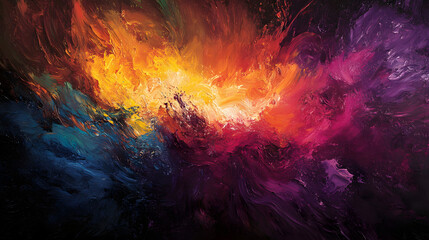 Fototapeta premium A vibrant artwork where aggressive brushstrokes clash in a dance of color.