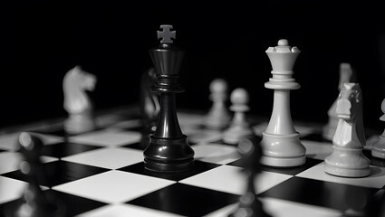Chess game black and white strategy conflict