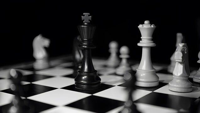 Chess game black and white strategy conflict