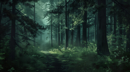 Fototapeta premium A subtle hint of a hidden message of dark forest , AI generated. 