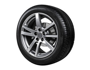Obraz premium Realistic Car Wheel with Alloy Rim, isolated on transparent background