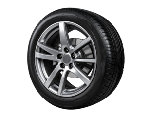 Realistic Car Wheel with Alloy Rim, isolated on transparent background
