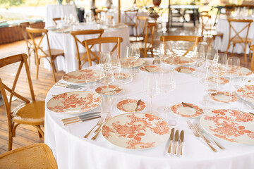 Elegant Table Setting with Floral Plates