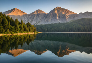 Majestic Mountains And Reflected Lake Landscape Photography
