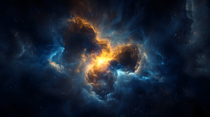 Obraz premium A vibrant cosmic nebula swirling around a distant galaxy.