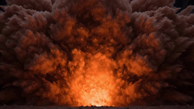 Massive explosion erupts urban area digital art dramatic setting