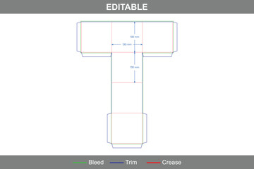 Custom cube box dieline, square folding box template, printable packaging layout, professional box dieline for gifts, storage, or retail products
