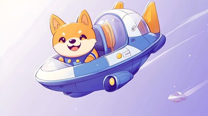 Cute dog in spaceship