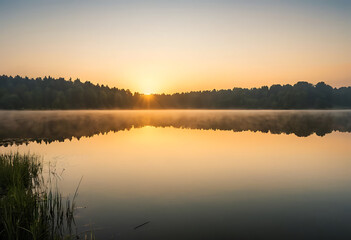 Fototapeta premium Lake At Sunrise Scenic Landscape Photography