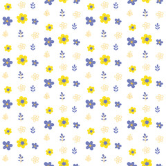 Tiny Cute Petit Yellow and Purple Floral Seamless Pattern