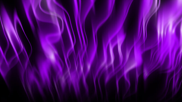 Vertical flowing streams of glowing purple light resembling abstract energy flames or aurora on a black background