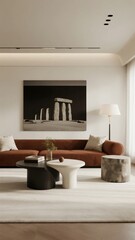 Modern Living Room with Minimalist Design and Artistic Wall Decor