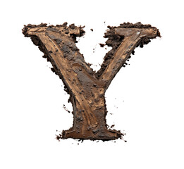 Creative chocolate letter y design digital artistic isolated on transparent background, png