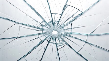 Obraz premium Shattered Reality An Abstract Composition of Broken Glass and Sharp Cracks on White