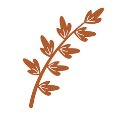 Brown Botanical Leaf Branch Illustration