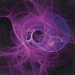 Abstract swirling purple and blue ethereal nebula or cosmic cloud formation with a central void evoking mystery and the unknown