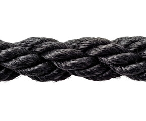 Binding action with black rope product view texture isolated on transparent background, png