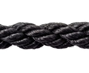 Binding action with black rope product view texture isolated on transparent background, png