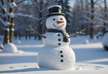 Obraz premium Ein Schneemann, stilisiert in minimalistischer Wintereleganz