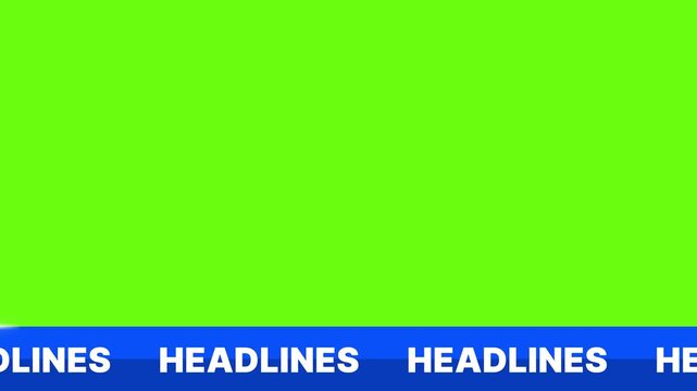 Headline Scrolling Bar Animation with green screen News channel bumper Lower Third Template on Green Screen