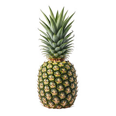 Fototapeta premium Fresh Whole Pineapple with Green Leaves Isolated on Transparent Background