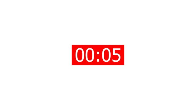 10 second countdown timer animation from 10 seconds to 0 seconds on a white background, 10 seconds countdown timer.