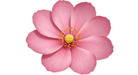 a pink hibiscus flower in full bloom, clean flat design with smooth gradients, soft pink and magenta petals with subtle white highlights, simple botanical vector art