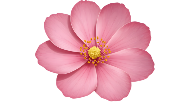 a pink hibiscus flower in full bloom, clean flat design with smooth gradients, soft pink and magenta petals with subtle white highlights, simple botanical vector art - Powered by Adobe