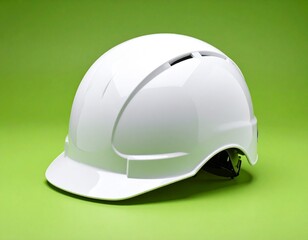 Fototapeta premium Bright Hard Shell Safety Helmet with Ventilation Slots on Lime Green Background