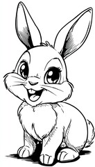 Cute black and white rabbit drawing