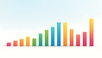 Colorful bar graph on white background, a visual representation of data and trends isolated on white background