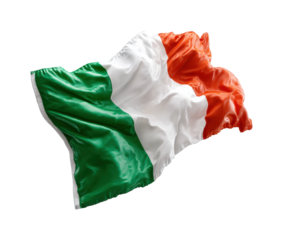 Italian flag waving in the breeze vibrant colors isolated on transparent background, png