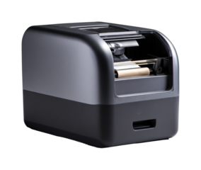 Innovative printing action office space device showcase modern environment view isolated on transparent background, png