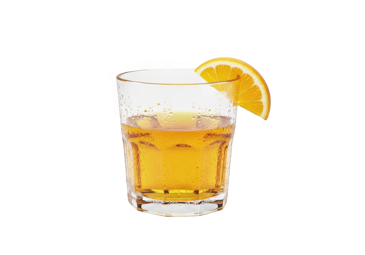 Refreshing Orange Slice Cocktail in a Clear Glass on Transparent Background, Perfect for Summer Mocktails and Citrus Drink Illustrations with a Modern Aesthetic