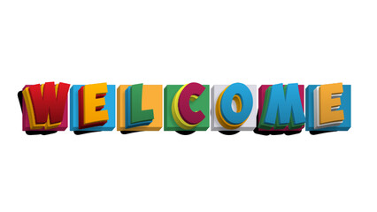 Colorful 3D text welcome