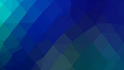 A vibrant abstract design featuring a gradient of blue and teal hues, composed of interlocking geometric shapes.