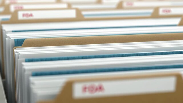 FDA approval concept ,Efficient Organization of File Folders and Documents for Professional Office Workspace and Systematic