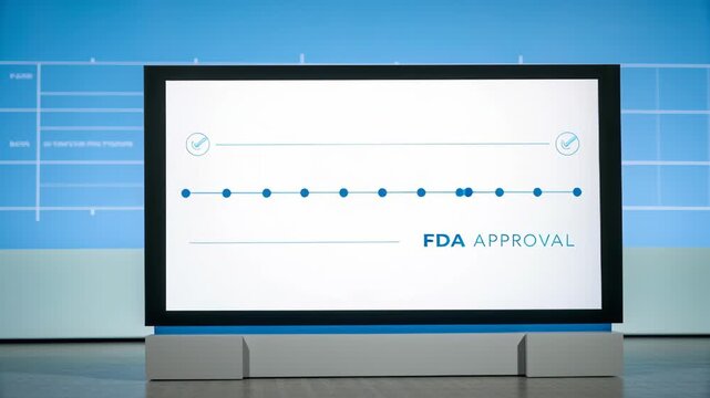 FDA approval concept ,Digital Display of FDA Approval Timeline with Checkmarks Showcasing Progress and Success Regulatory