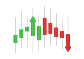Financial Market Candlestick Chart Showing Bullish and Bearish Trends on a Transparent Background, Representing Stock Trading and Investment Strategies for Growth